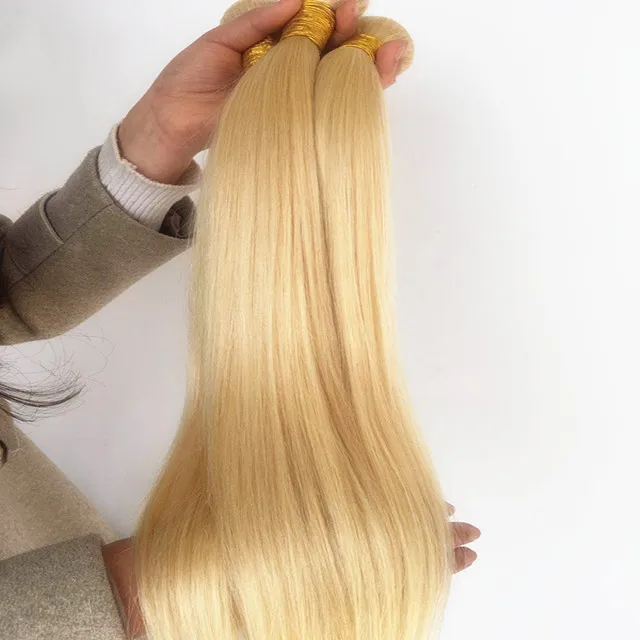 

Factory wholesale 613 virgin brazilian straight hair bundles with 13x4 transparent lace frontal, Blonde hair