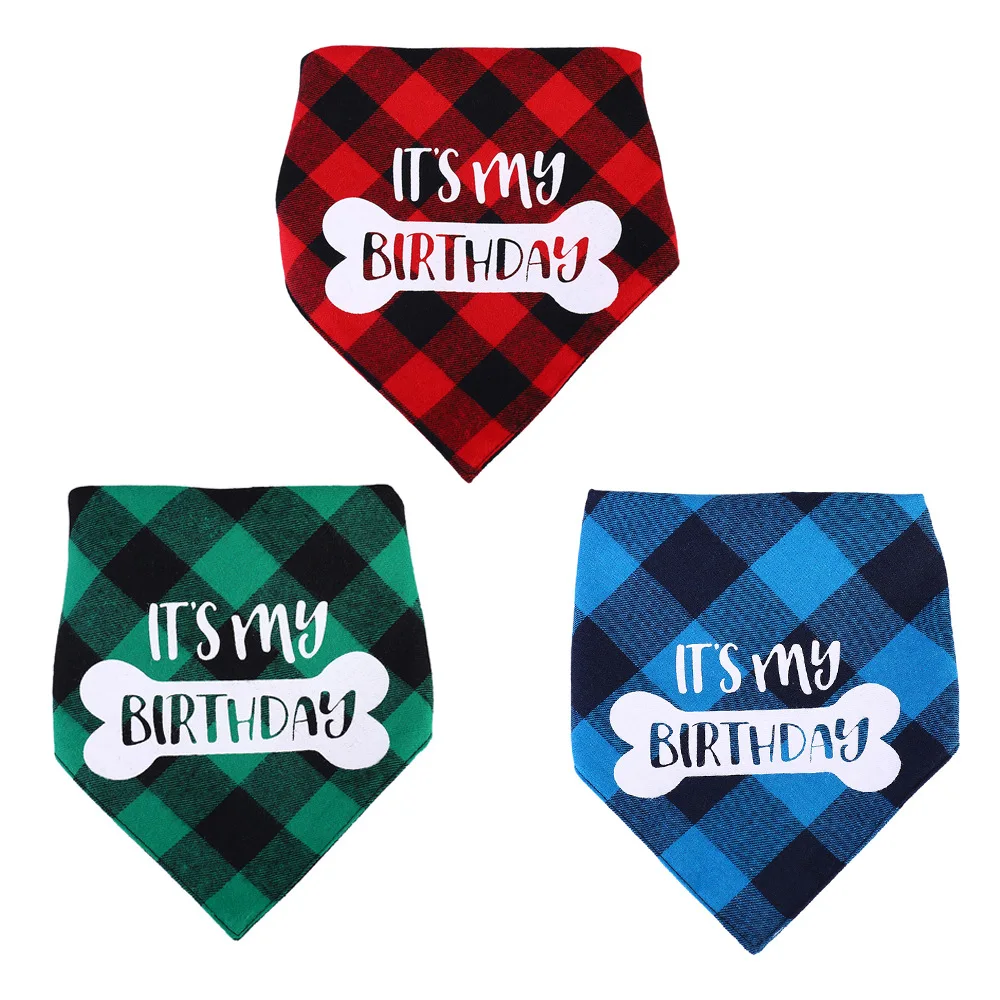 

Fast Shipping Big Dog Nice Type Plain Custom Print Logo Dog Cat Pet Cotton Bandanas Reversible Custom Dog Birthday Bandana, Red/green/blue