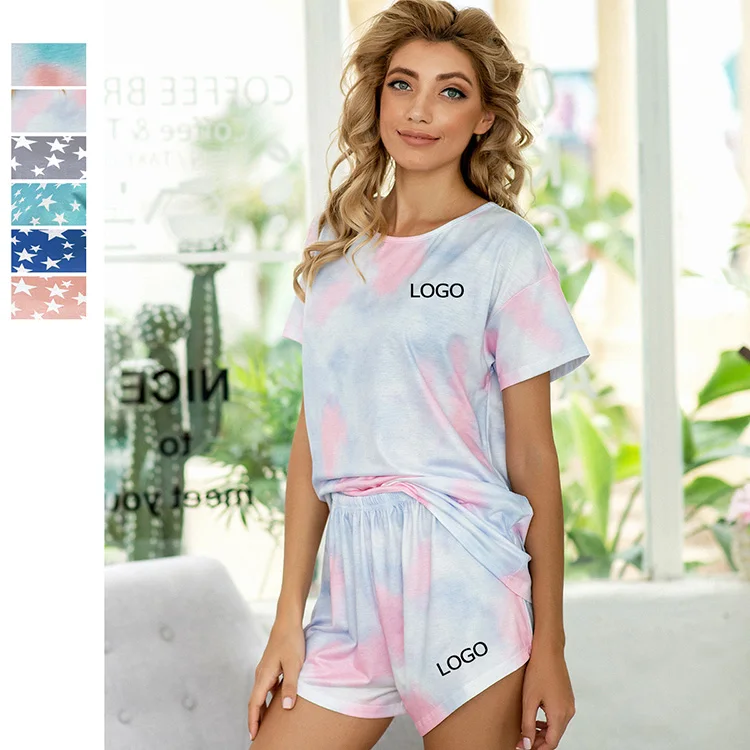 

Women'S T-Shirts Shorts Sleepwear Women Set Tie Dye Star Pattern Printing Women Home Clothing, Can do as your require