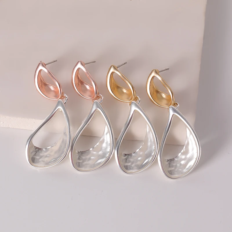 

TongLing hollow double color wholesale custom jewelry gift fashion earrings trend 2022 drop earring