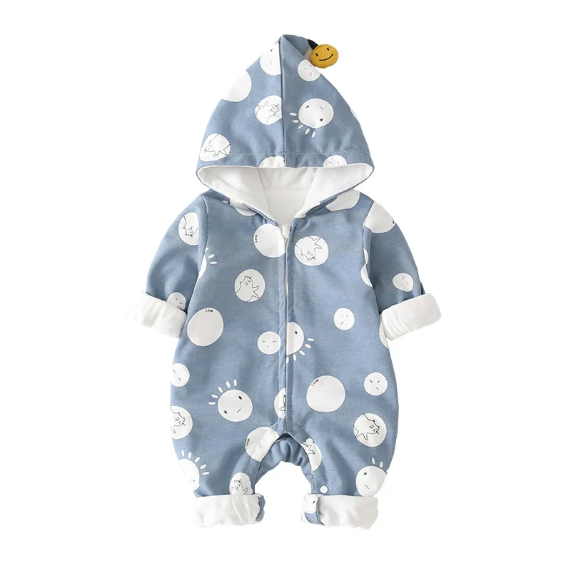 

Thin velvet newborn baby one-piece clothes children's clothes romper hooded long-sleeved clothes
