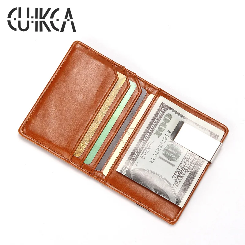 

CUIKCA Card Holder Wallet Metal Clip Pu Leather Business Fashion Custom Logo Pattern Color Material Type, 2 colors