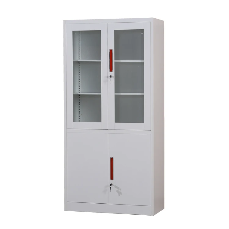 

steel 4 door file cabinet metal and glass door file cabinet with movable shelf, White,black,grey or custom