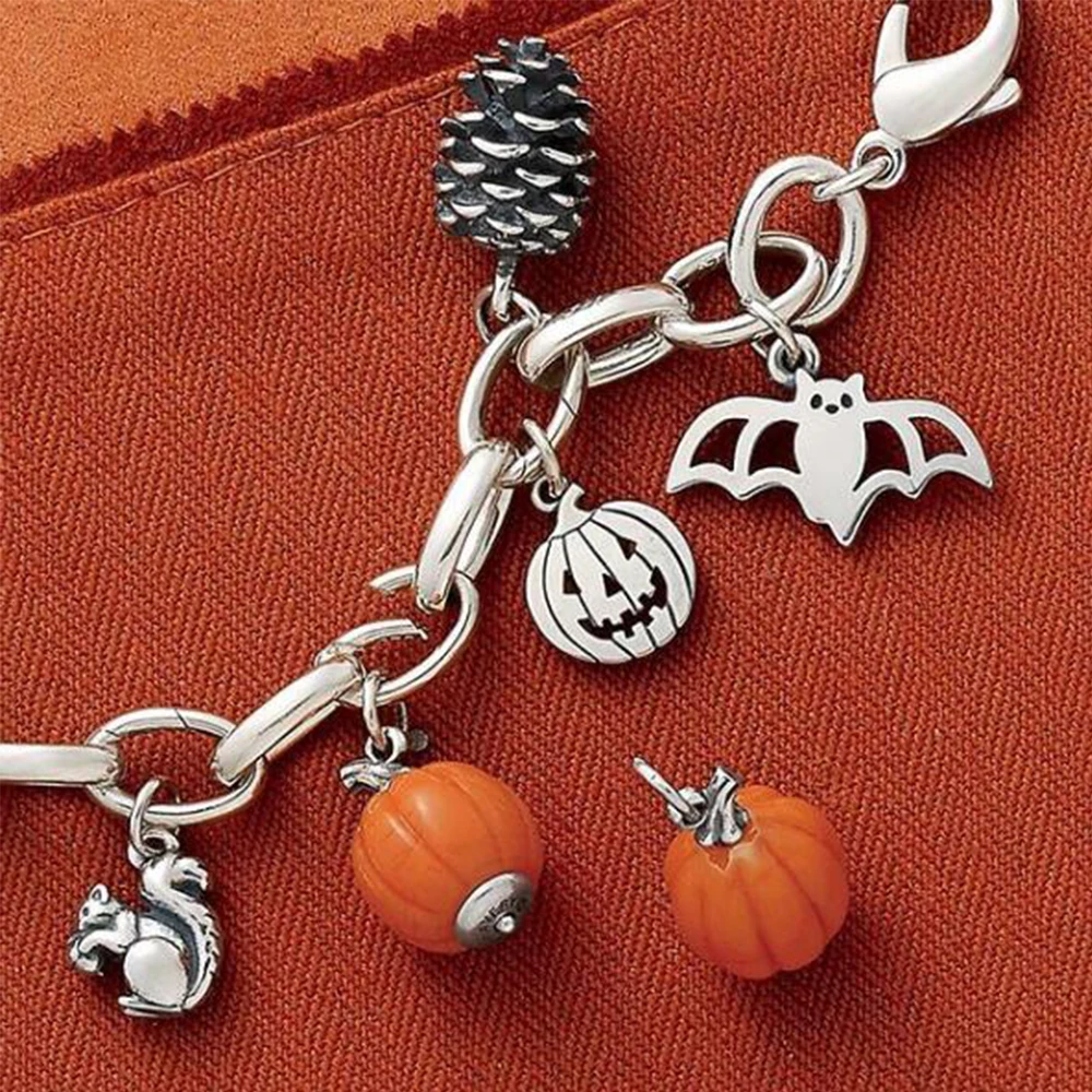 

eManco Hot Sale Stainless Steel Halloween Pumpkin Skull Ghost Shaped Eco Friendly Charm DIY Jewelry Accessories, Anti-silver