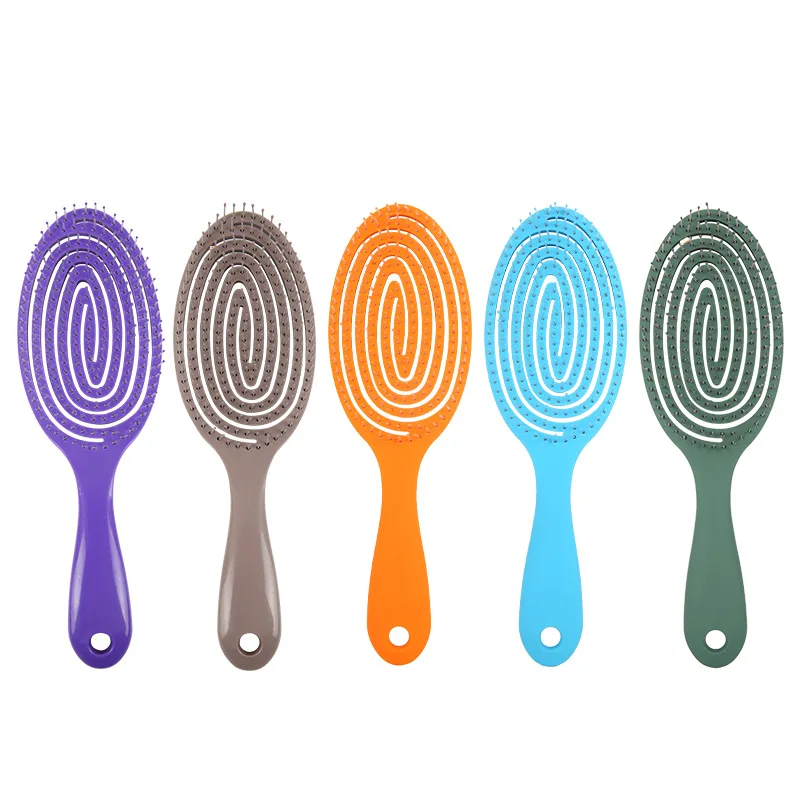 

Wholesale Plastic Frosted Mixed Color Soft Bristle Vent Styling Hair Detangling Brush, Picture