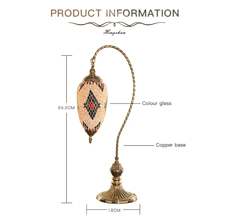 Evershining Lighting Brand Vintage Turkey Inspired Handcrafted Brass Table Lamp, Latest Lantern Turkish Lamp Mosaic WG002