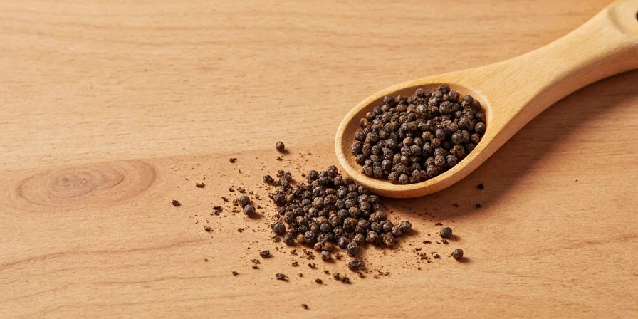 Crushing peppercorns with mortar and pestle