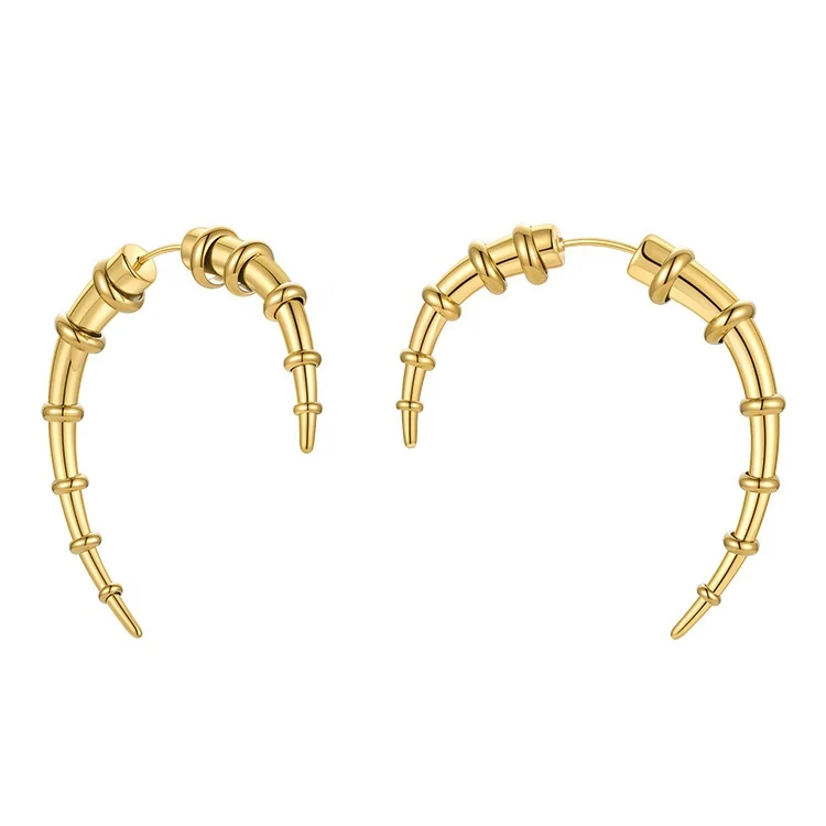 

Latest High Quality 18K Gold Plated Stainless Steel Jewelry Gold Color Front Back Stud Accessories Earrings E211311