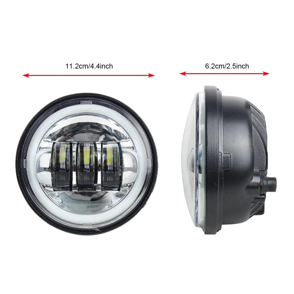 4.5 Inch LED Fog Light Auxiliary Round Passing Lamps White Halo for Motorcycle