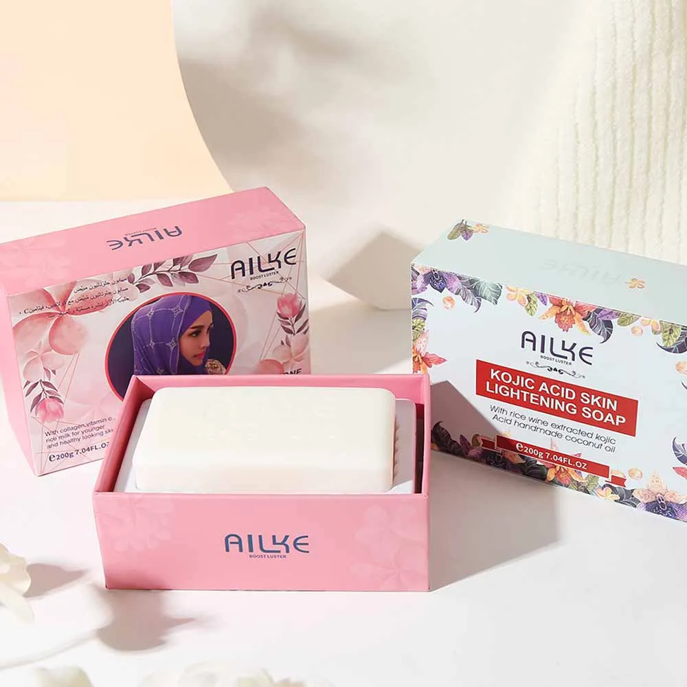 

AILKE Natural acne Handmade Soap with collagenvitamin C and rice milk bath skin Whitening Soaps