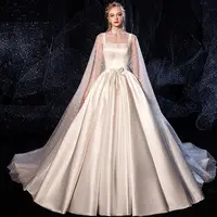 

Satin wedding dress Dreamy Self-Cultivation Bridal gown with suspenders