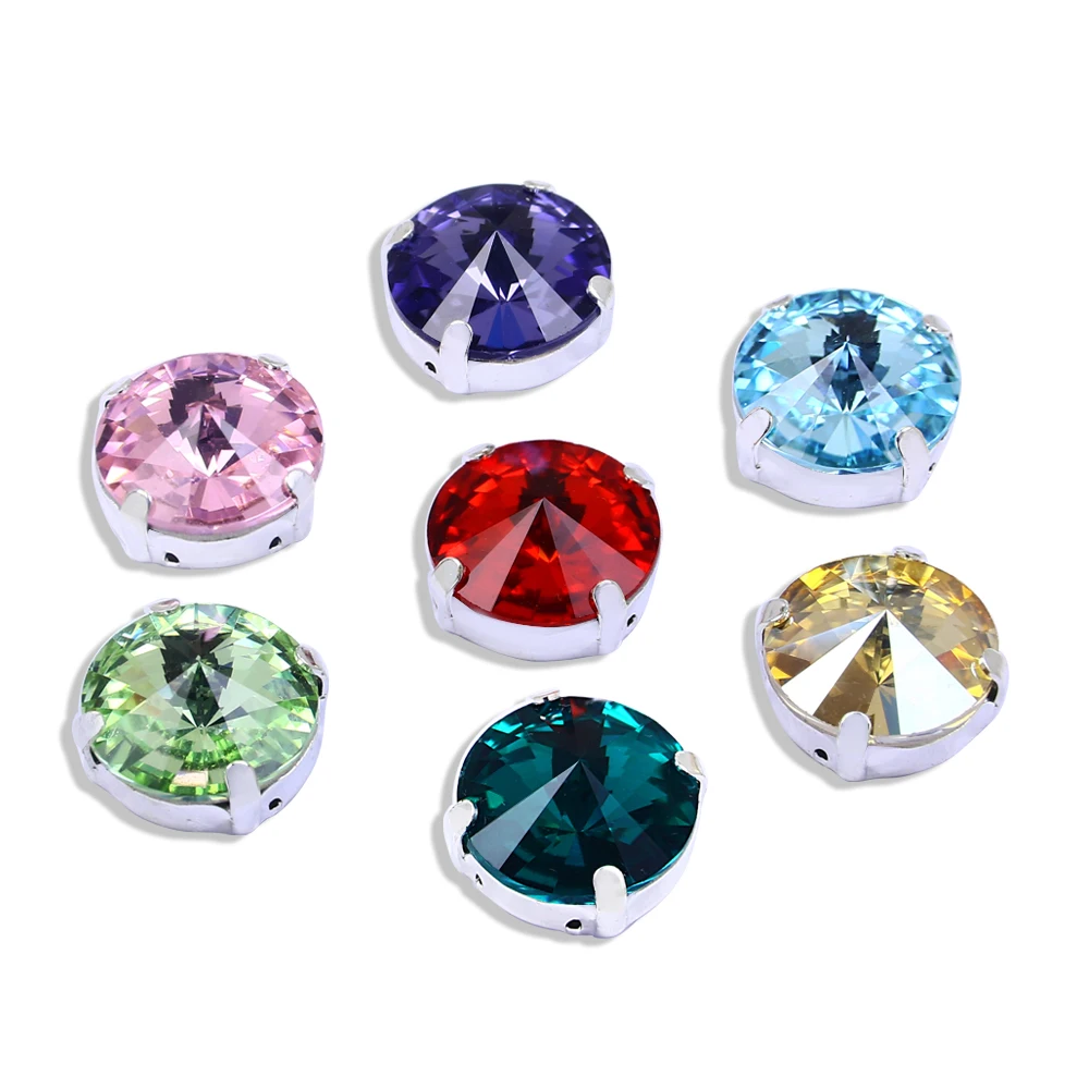 

Low Price Factory Directly Rhinestones Colorful Jewelry Making Beads Rivoli Crystal Stone With Metal Claw