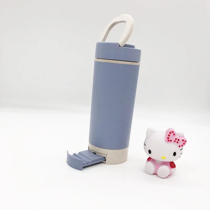 

Wholesale BPA Free Food Grade Wheat Straw Fiber Water Bottle with Mobile phone bracket, ECO-Friendly Portable Coffee mug, Natural