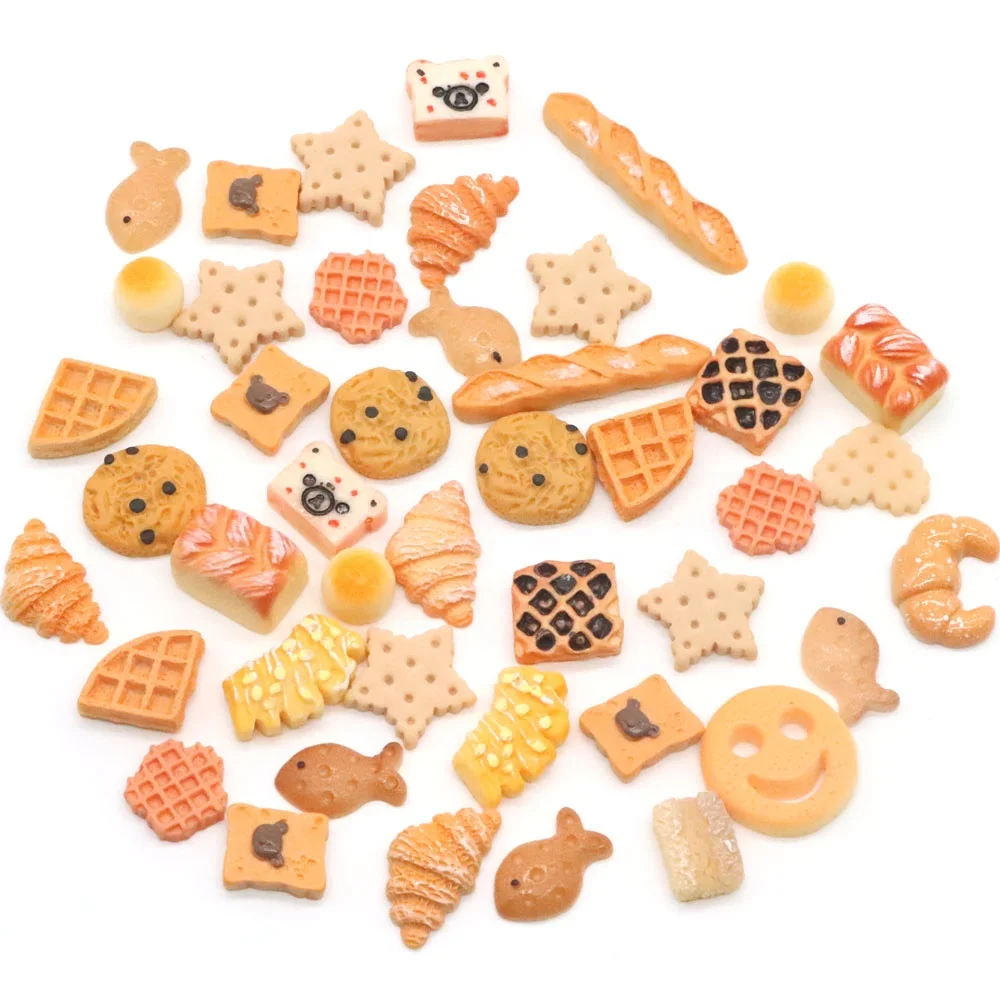 

100pcs Mix Resin Simulation Bread Cake Butter Flatback Cabochon For DIY Food Accessories