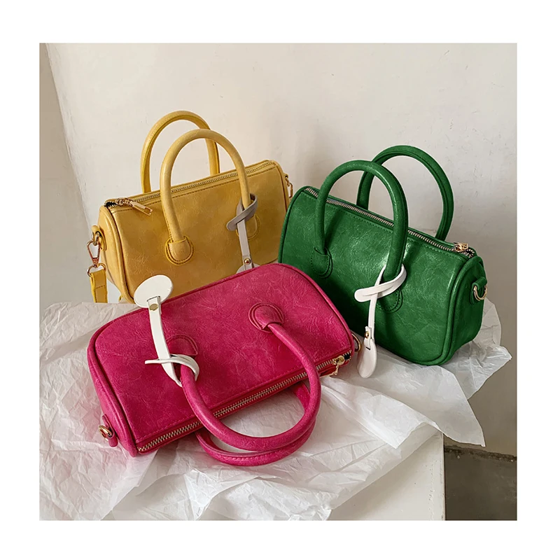

Oil Wax leather Women Underarm Bag Retro Crack Print Ladies Baguette Handbags Fashion Design 2021 Girls New Large Shoulder Bags