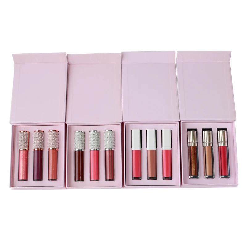 

Wholesale lipstick Custom lip gloss set makeup lip gloss tubes and box packaging label