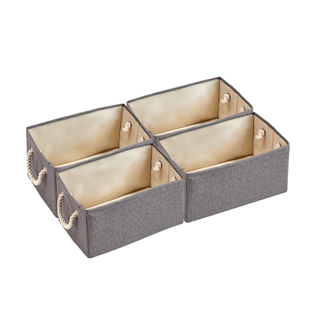 

Free Shipping Grey Set of 4 Living Room Storage Cubes Foldable Decorative Storage Baskets
