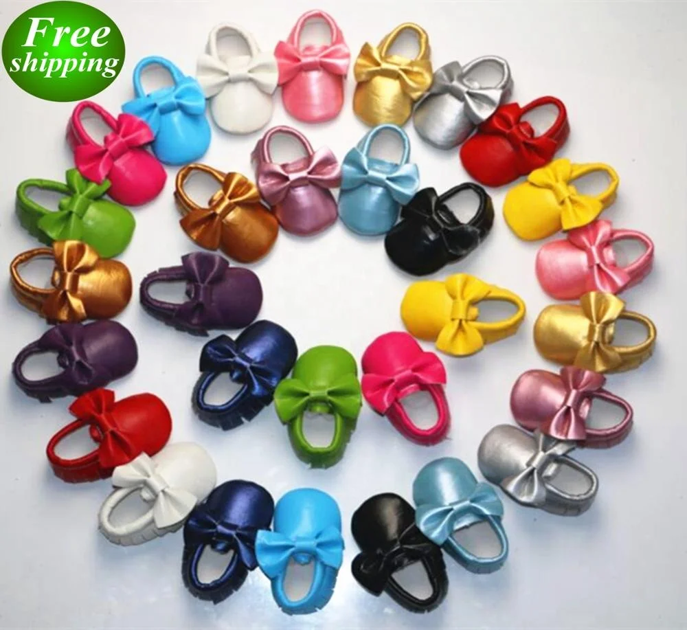 

15colors 8size toddler PU shoes boy girl baby shoes with bow