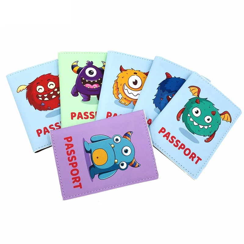 

2021 spot cartoon monster passport protective cover waterproof passport holder PU leather wholesale