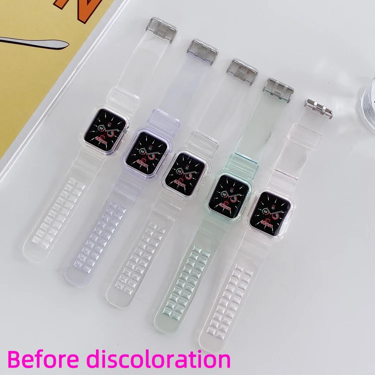 

Cute sunshine Clear Color Changing Glitter Replacement Bands Smart Transparent Watch Band For Apple Watch Bands