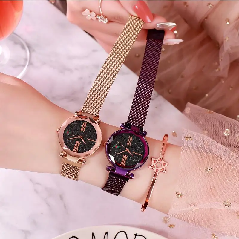

Hot Sell Women Watches Magnetic Starry Sky Watch Fashion Diamond Quartz Wristwatch
