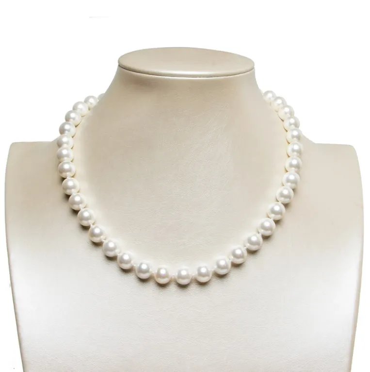 

Exquisite seawater shell pearl necklace, round and slightly flawed shell beads jwelery women necklace