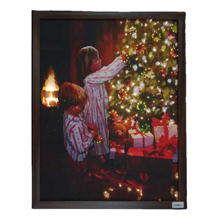 

2021 Christmas wall Decorations lighted canvas art prints candles picture with LED light