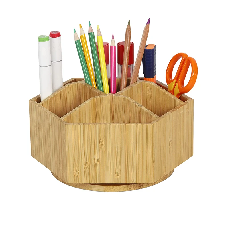 

Student home office bamboo pen container storage box multifunctional storage box