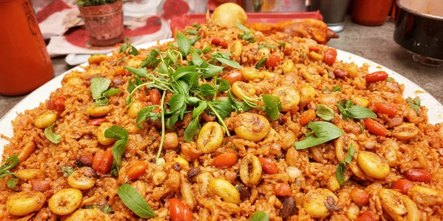 Group enjoying paella outdoors