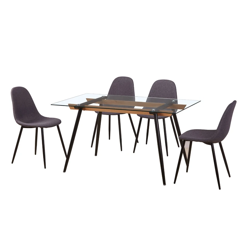 
Cheap dinning furniture restaurant modern 6 chairs room glass dining table set 