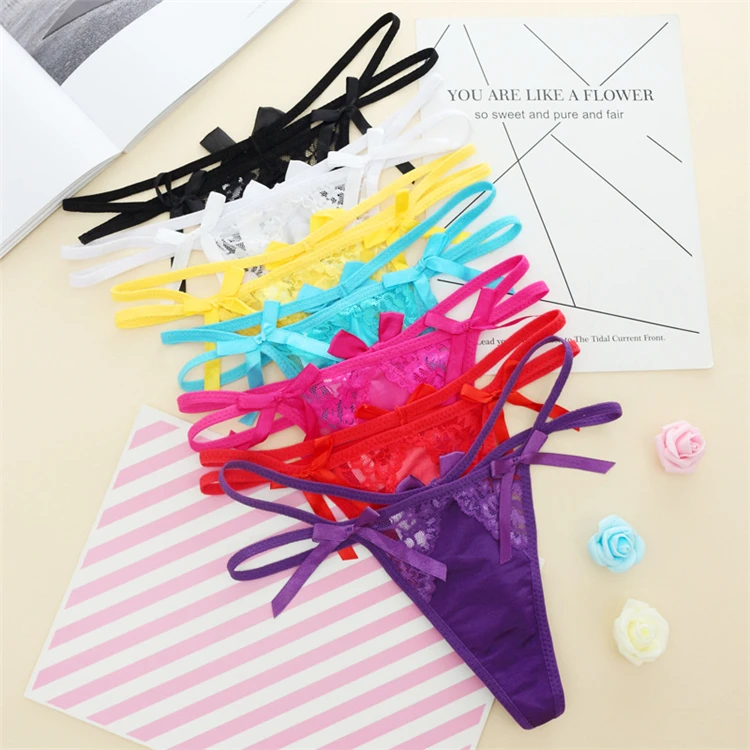 

Free Samples Young Ladies Sexy G-string Lace Underpants Transparent Women Low Waist Underwear Thongs