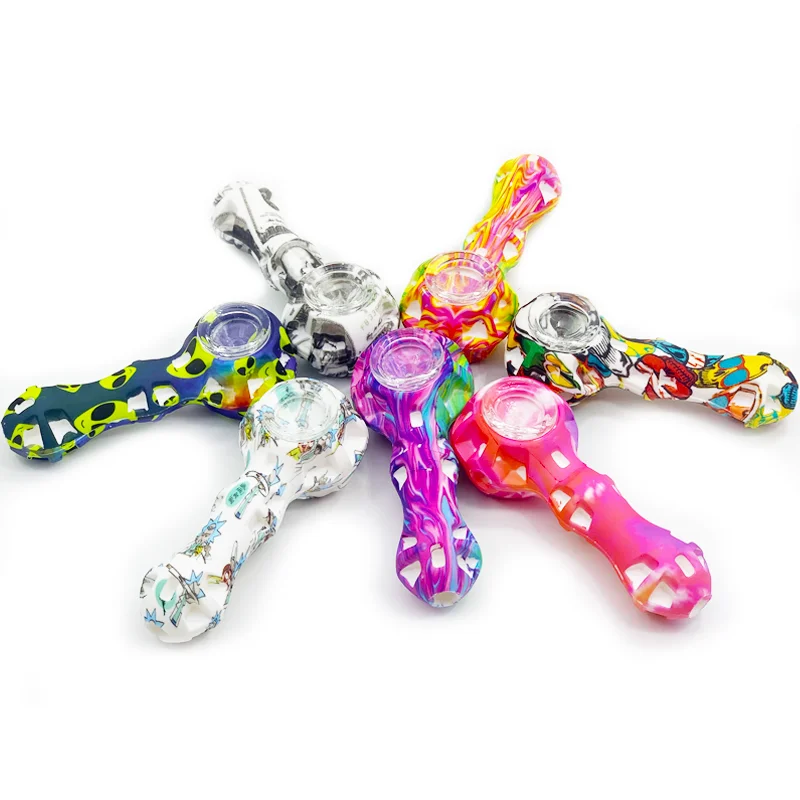 

SHINY 2021 The New Portable Pretty Colorful Silicone Smoking Pipe For Weed Smoking