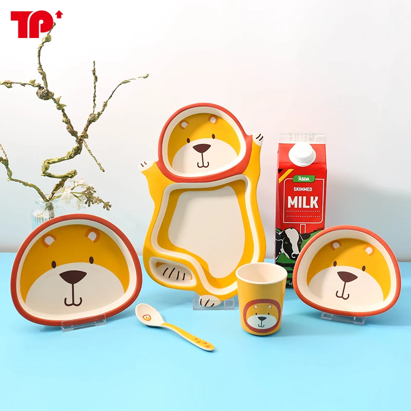 

Wholesale Lion Kids Healthy Mealtime BPA Free Cartoon Bamboo Kids Dinnerware Set