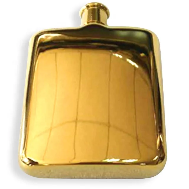 

Portable Travel Minil Alcohol Wholesale promotional  customized flagon stainless steel electroplating hip flask, Gold+blue+brown