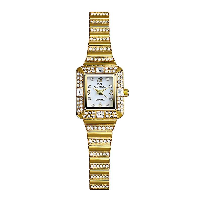 

BS Top Brand Square Women Bracelet Watchs stainless steel Crystal Dress Ladies Quartz Clock Dropshiping