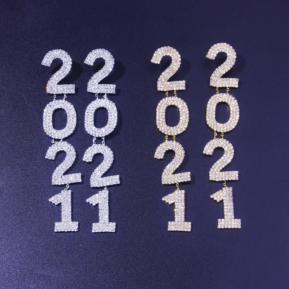 

RFJEWEL New Arrival fashion 2021 copper earrings with rhinestones for women for gift party jewelry in stock