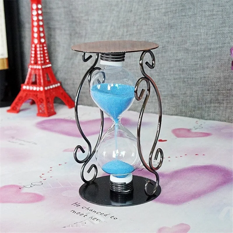 

Round Black Color Case Exquisite Sand Empty Refillable Timer Wedding Favors Hourglass