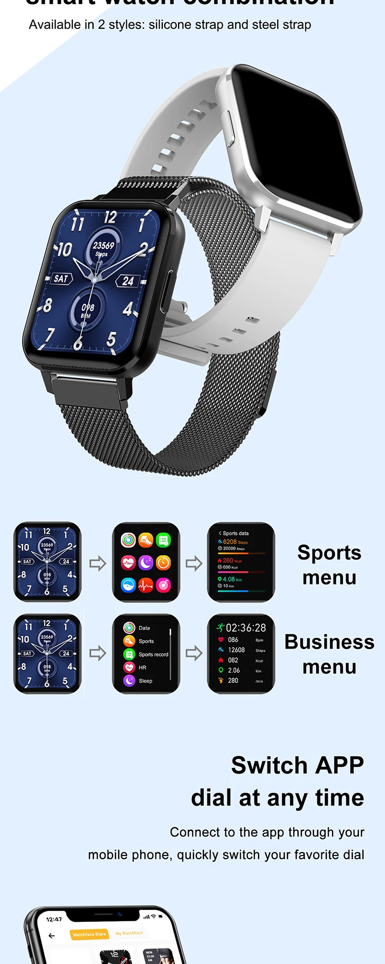 DT X Smart Watch 1.78 Inch IPS Screen IP67 Waterproof ECG Heart Rate Monitoring Blood Pressure Multiple Sport Modes Fitness Tracker Smartwatch Man Women (5).jpg
