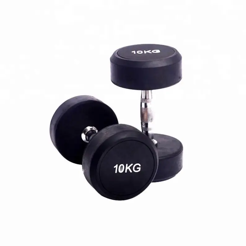 

Hot Sale 5kg 10kg 15kg gym fitenss rubber coated dumbbell, Black