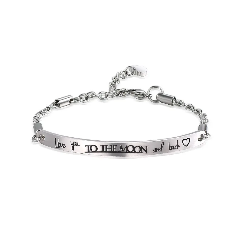 

New Cheap Rose Gold Rope Chain Custom Name Engraved Bar Adjustable Bracelet women