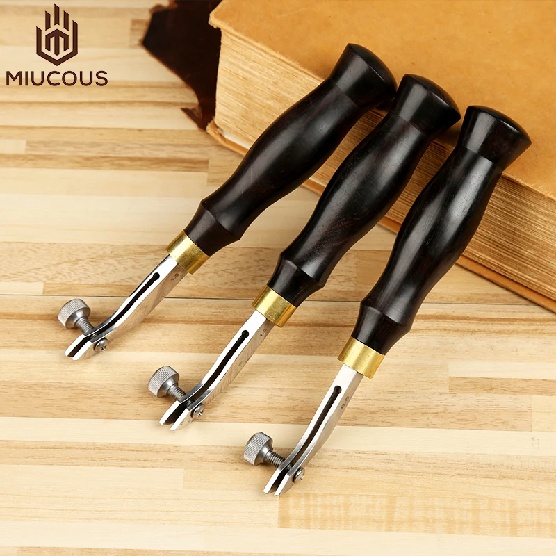 Adjustable Wooden Handle Stainless Steel Leathercraft Edge Press