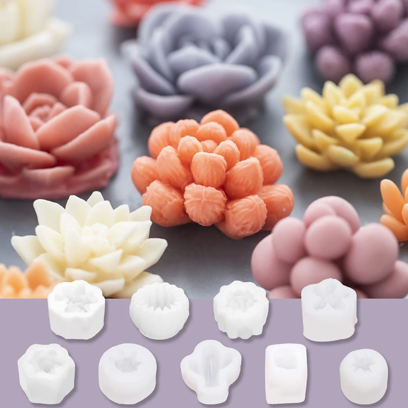 

3D Succulent Cactus Candle Mold Silicone for Scented Candles Soaps Making Wax Resin Casting DIY Mould, Customized color
