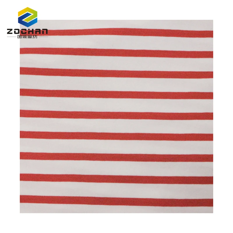 

Wholesale 95/5 organic cotton spandex stripe jersey fabric for t shirt