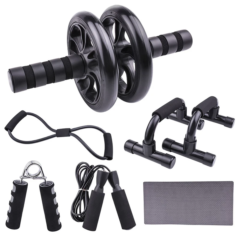 

Hot Sale Gym Loose Weight Tools Men Women Fitness Bodybuilding Abdominal Wheel Push Up Stand Sets 7 Pieces Sports Tools