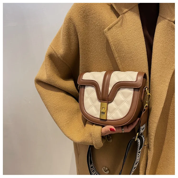 

KALANTA underarm saddle bag personalized rhombic lattice embroidered thread retro single shoulder messenger bag fashion Brand
