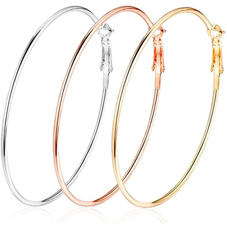 

2022 Stainless Steel Earrings Geometric Hoops Gold Plated Rose Gold Plated Silver Big Hoop Earrings for Women