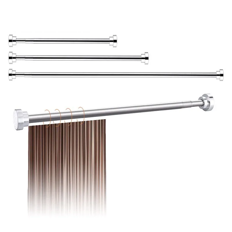 

Wholesale 40-55 simple household telescopic stainless steel shower curtain rod, Sliver