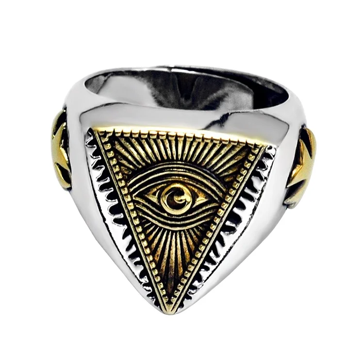 

Certified Sterling Silver 925 Silver All-Knowing Eye Ring Creative Triangle Eye Glossy Ring Eye Opening Adjustable