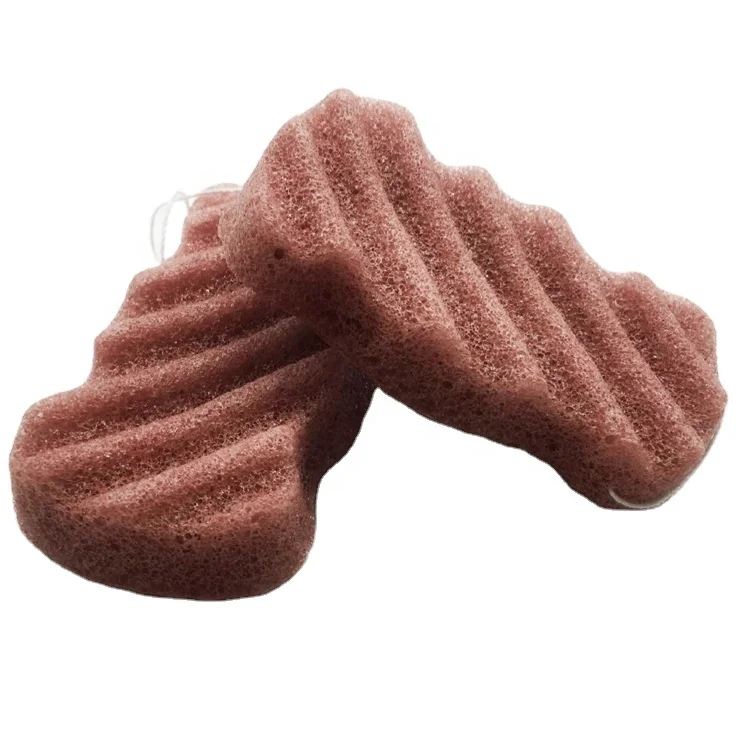 

100% Natural Cleansing Gentle Exfoliating Konjac Body Sponge with Activated French Red Clay, Multiple colors available