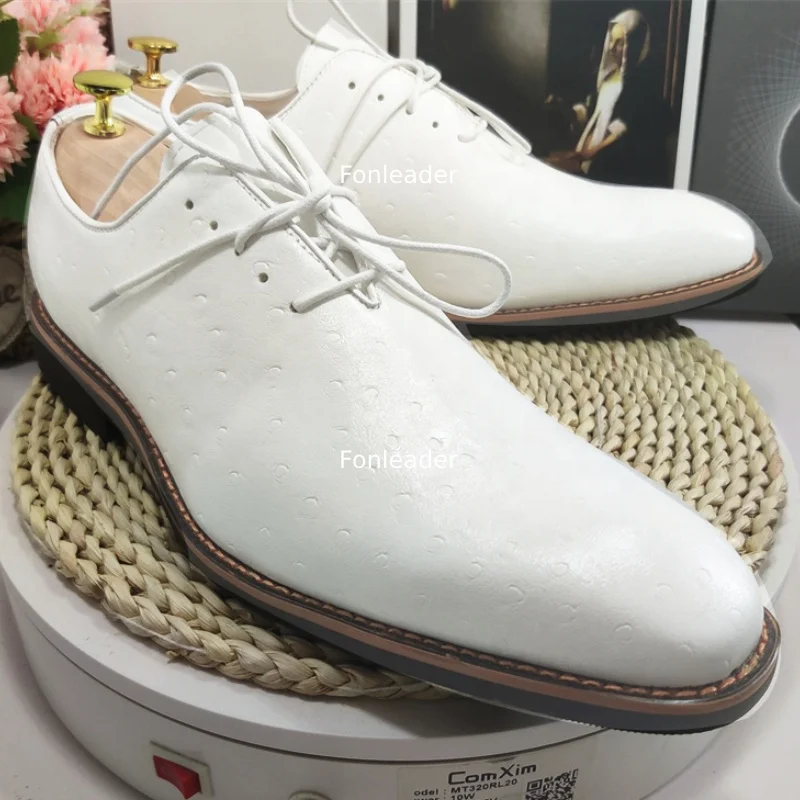 

White Color Wedding Shoes Size 38-48/6.5-14 Point Toe Lace Up Comfortable Classic Formal White Dress Shoes Oxfords